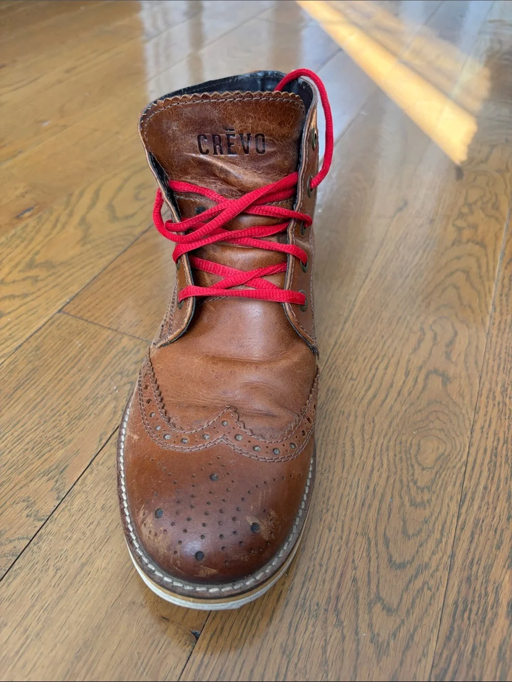 Crevo Brown Chukka Boots with Red Laces